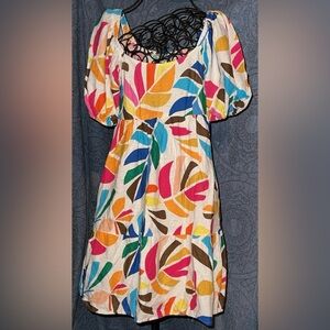 Tabitha Brown Multicolor Leaf Print Dress